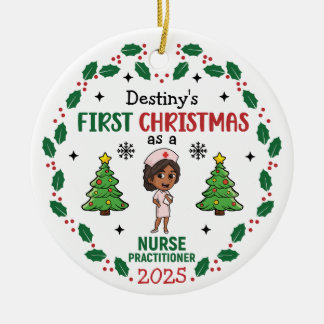 Nurse Practitioner First Christmas Custom Name Keramik Ornament