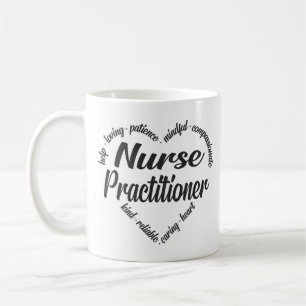 Nurse Practitioner Herz Word Cloud Kaffeetasse