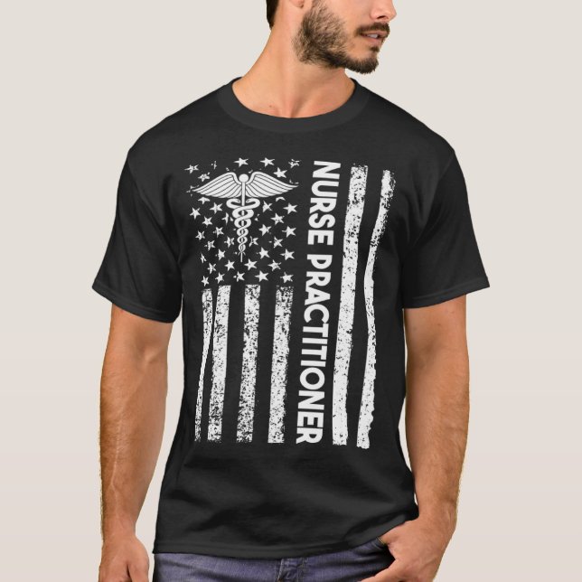 Nurse Practitioner USA Flag Medical Caduceus NP Nu T-Shirt (Vorderseite)