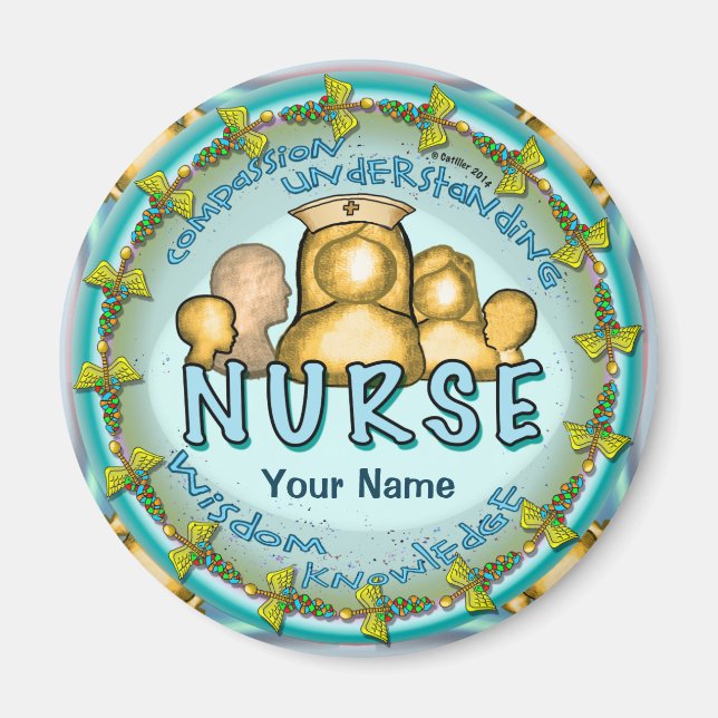 Nurse Rainbow Motto individuelle Name Magnet (Vorne)