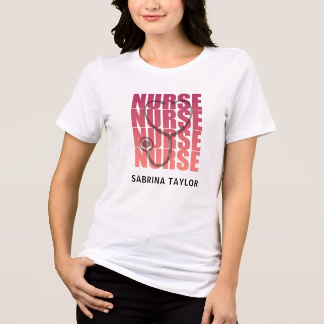 Nurse Repeat Stethoscope RN Tri-Blend Shirt (Vorderseite)