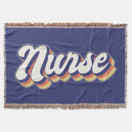 Nurse Retro Blue Throw Blanket Decke