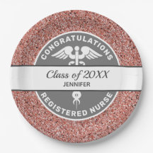 Nurse RN Abschluss Rose Gold Glitzer Personalisier