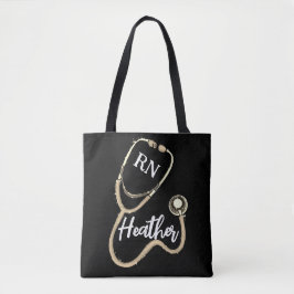 Nurse RN Gold Stethoscope Black Minimalistisch Tasche
