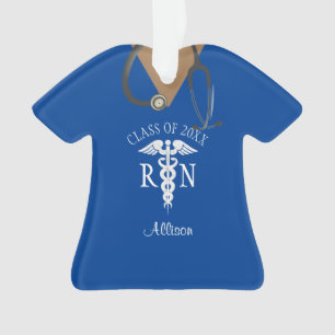 Nurse RN Graduate Blue Scrub Top Personalisiert Ornament