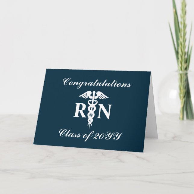 Nurse RN Graduate Herzlichen Glückwunsch Navy Blue Karte (Vorderseite)