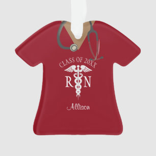 Nurse RN Graduate Medical Uniform Red Personalisie Ornament
