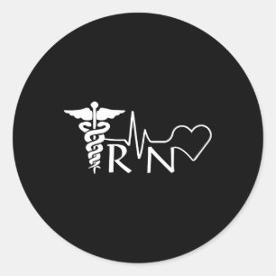 Nurse Rn Heartbeat Abschluss Womens Gift Runder Aufkleber