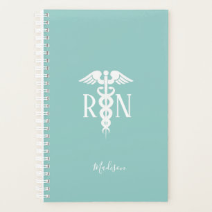 Nurse RN Medical Caduceus Aquamarin Personalisiert Planer