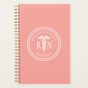 Nurse RN Medical Caduceus Pink Personalisiert Planer