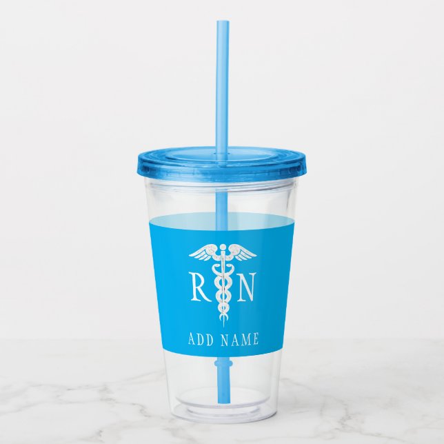 Nurse RN Medical Symbol Blue Personalisiert Acryltrinkbecher (Vorderseite)