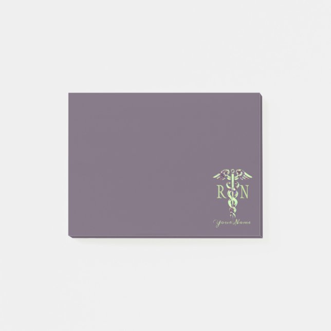 Nurse RN Personalisiert Name Lila Marmor Postit N Post-it Klebezettel (Vorderseite)
