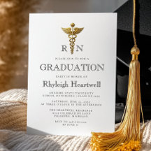 Nurse RN White Gold Caduceus Graduation Party