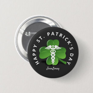 Nurse Saint Patricks Medical Green Kleeblatt Name Button