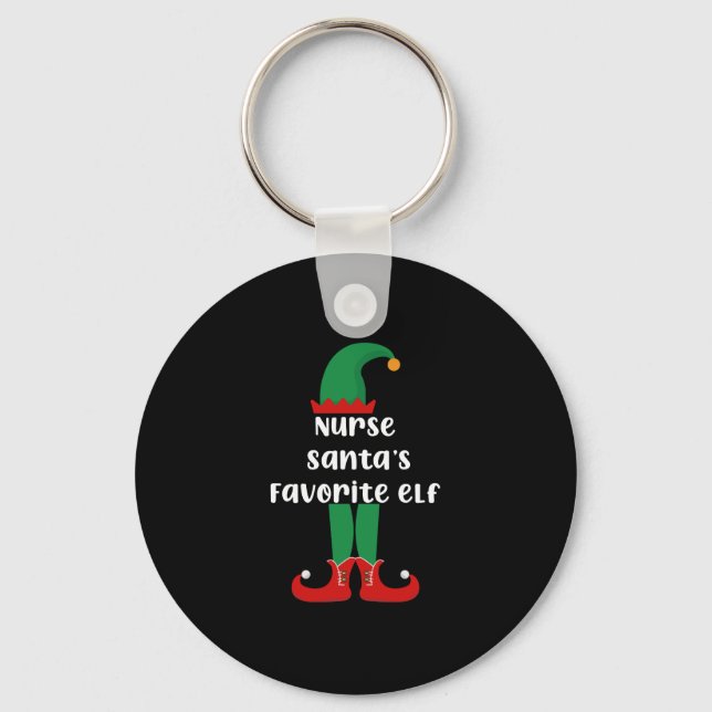 Nurse Santa's Lieblings Elf Funny Nurse Weihnachte Schlüsselanhänger (Vorderseite)
