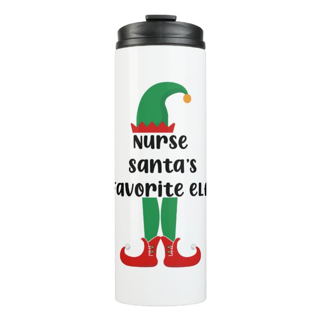 Nurse Santa's Lieblings Elf Funny Nurse Weihnachte Thermosbecher (Vorderseite)