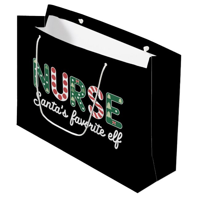 Nurse Santa's Lieblings Elf Life Nurse Day Geschen Große Geschenktüte (Vorderseite Schrägansicht)