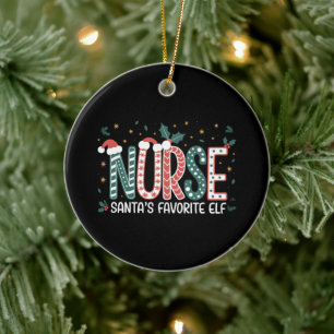 Nurse Santa's Lieblingselfe Weihnachten Inspiriere Keramik Ornament