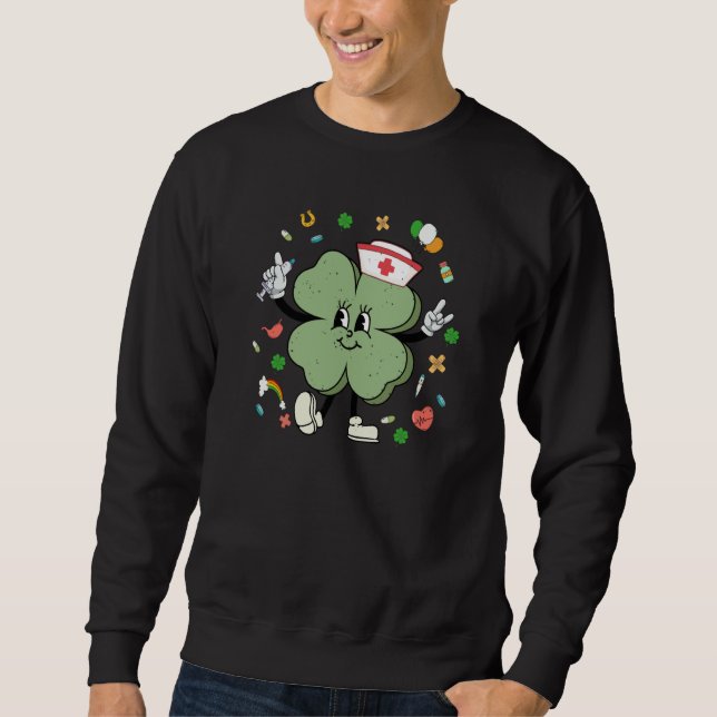 Nurse Shamrock With Nurse Hat Stethoscope St Patri Sweatshirt (Vorderseite)