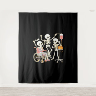 Nurse Skeleton Funny Halloween Healthcare Essentia Wandteppich