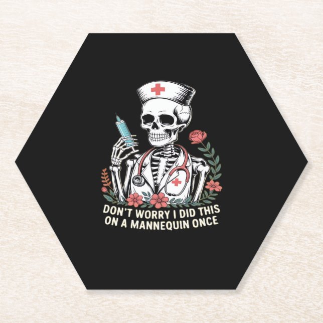 Nurse Skeleton Joke Spaß Halloween Essential T-Sh Untersetzer (Vorderseite)