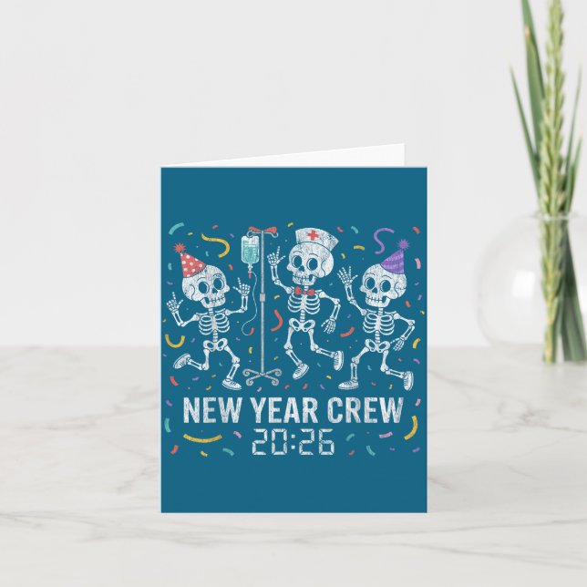 Nurse Skeleton New Year Crew 2026 Funny Er Icu Par Karte (Vorderseite)