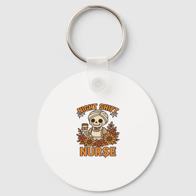 Nurse Skelett Halloween RN Nur Schlüsselanhänger (Vorderseite)