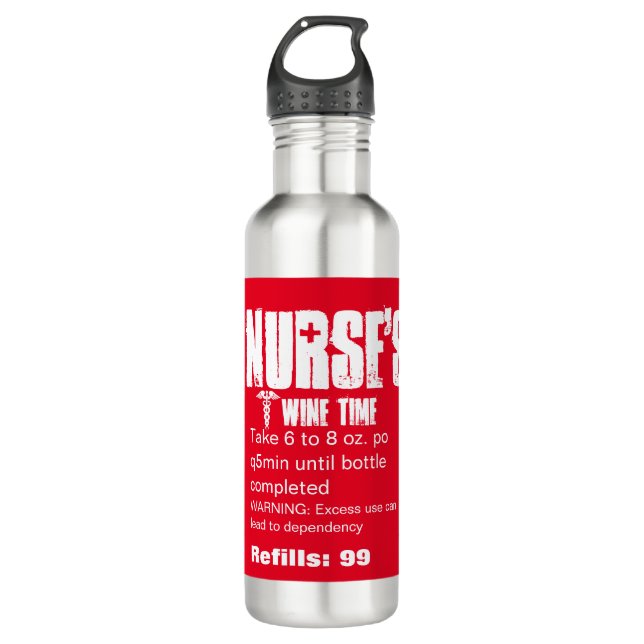 Nurse-Sonnenschein Caduceus Red White Edelstahlflasche (Vorderseite)