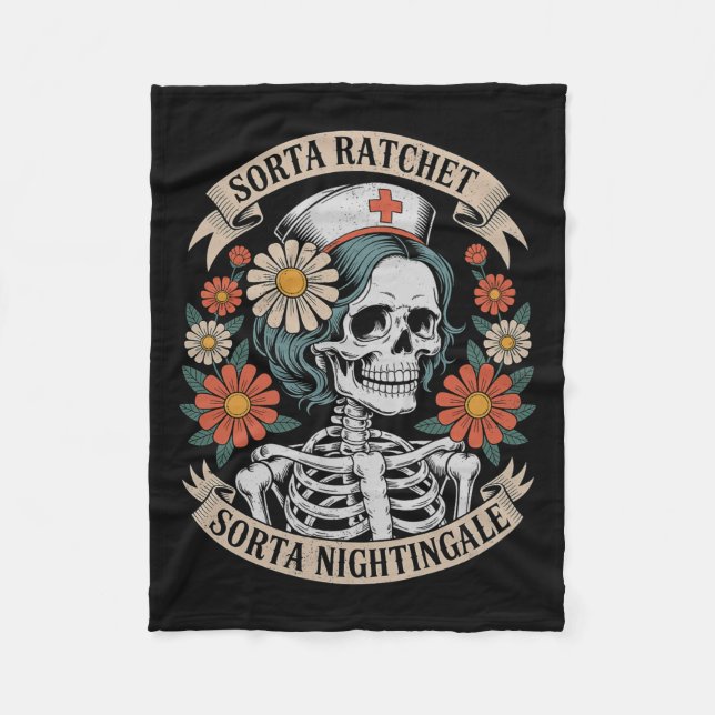 Nurse Sorta Ratchet Sorta Nightingale Skeleton Hal Fleecedecke (Vorderseite)