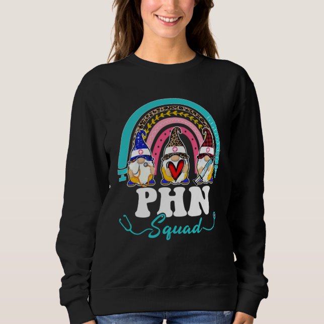 Nurse Squad Leopard Rainbow Gnome PHN Sweatshirt (Vorderseite)