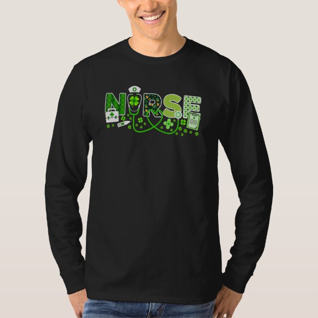 Nurse St Patrick's Day Lucky Nurse Shamrock Love N T-Shirt (Vorderseite)