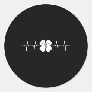 Nurse St. Patricks Day Symbol EKG Herzschlag Vier Runder Aufkleber