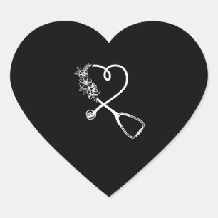 Nurse Stethoscope Blume Herz-Aufkleber