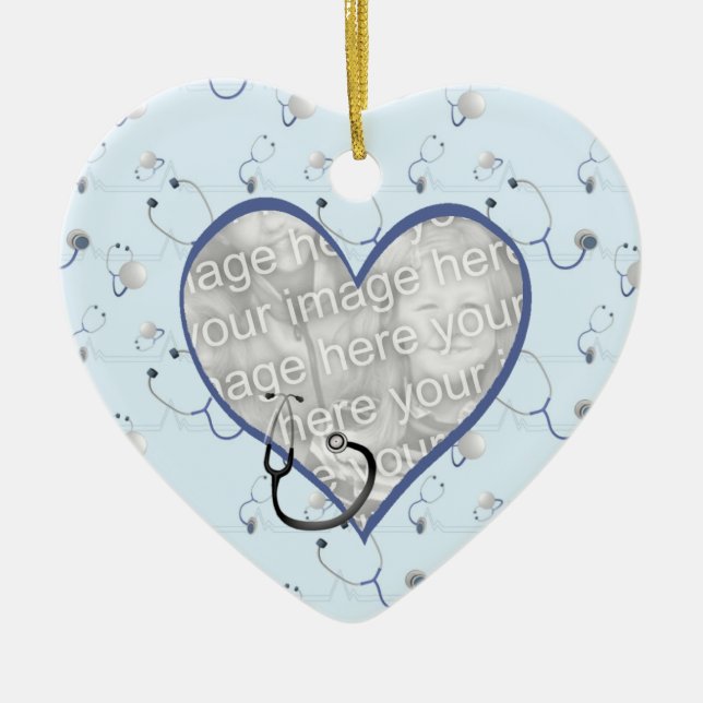 Nurse Stethoscope Christmas Heart Photo Ornament (Vorne)