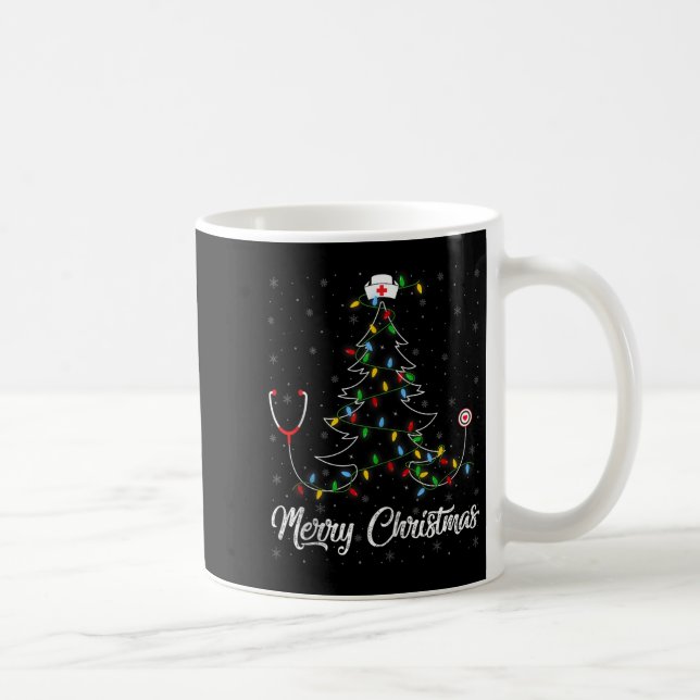Nurse Stethoscope Christmas Tree Lights Funny Nurs Kaffeetasse (Rechts)