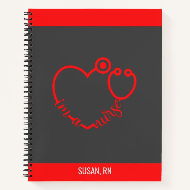 Nurse Stethoscope Heart Moderner Personalisierter  Notizbuch (Vorderseite)
