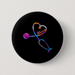 Nurse Stethoscope Heartbeat Ekg Nursing Student Gr Button