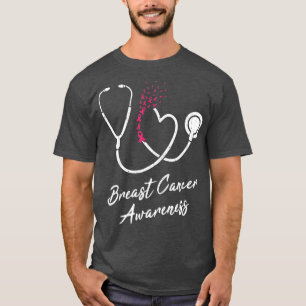 Nurse Stethoscope Herz Pink Ribbon Brustkrebs T-Shirt