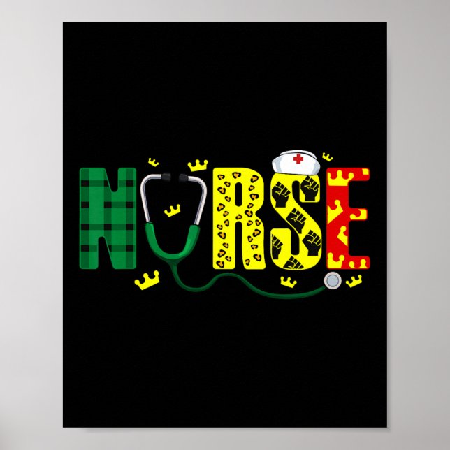 Nurse Stethoscope Juneteenth Melanin Pride African Poster (Vorne)
