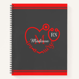Nurse Stethoscope Modern personalisieren Monogramm Notizbuch