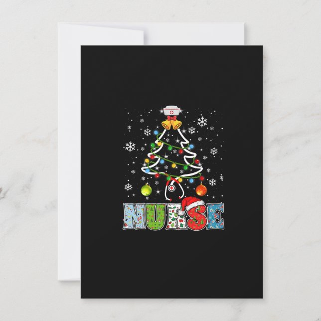 Nurse Stethoscope Weihnachtsbaum Lights Pflege Cu Einladung (Vorderseite)