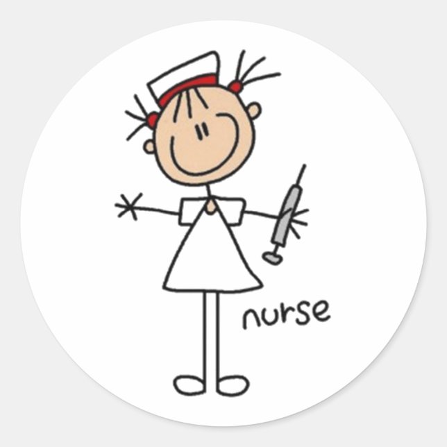 Nurse Strichmännchen Runder Aufkleber (Vorderseite)