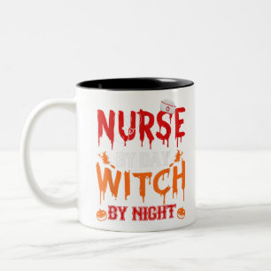 Nurse Sugar Skull Stethoscope Medical Halloween Co Zweifarbige Tasse