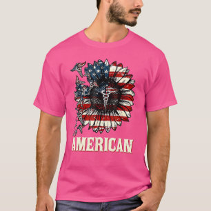 Nurse Sunflower American Flag 4. Juli Patrioti T-Shirt