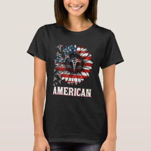 Nurse Sunflower American Flag 4. Juli Patrioti T-Shirt