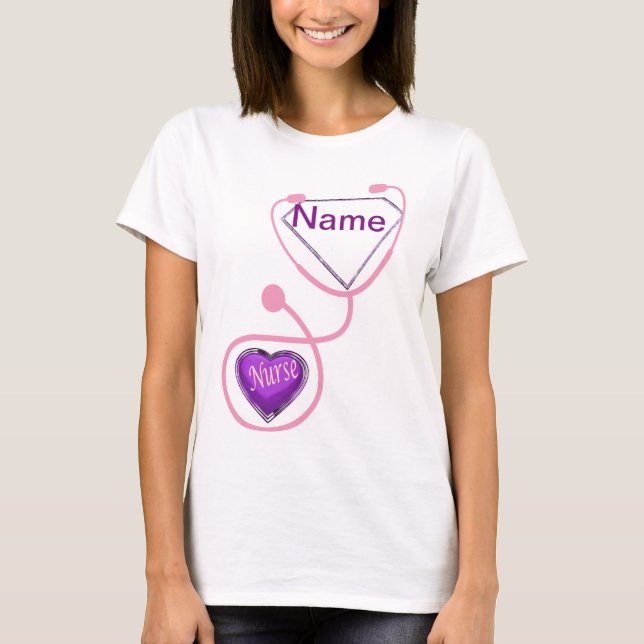 Nurse Super Stethoscope Glitzer hinzufügen T-Shirt (Vorderseite)