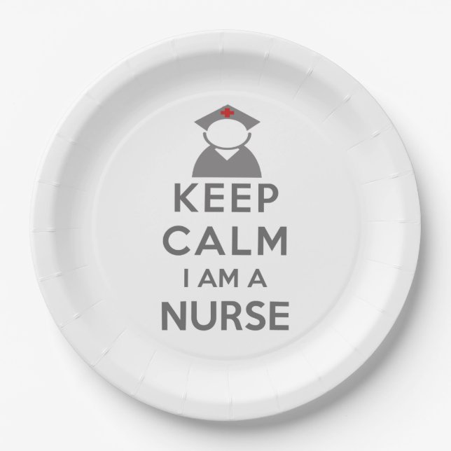 Nurse Symbol Behalten Calm I bin ein Krankenschwes Pappteller (Vorderseite)