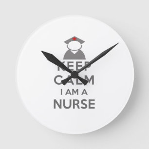 Nurse Symbol Behalten Calm I bin ein Krankenschwes Runde Wanduhr