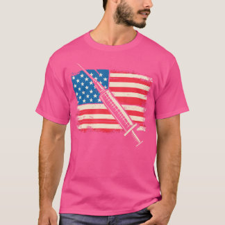 Nurse Syringe American Flag - Patriotic Doctor Med T-Shirt