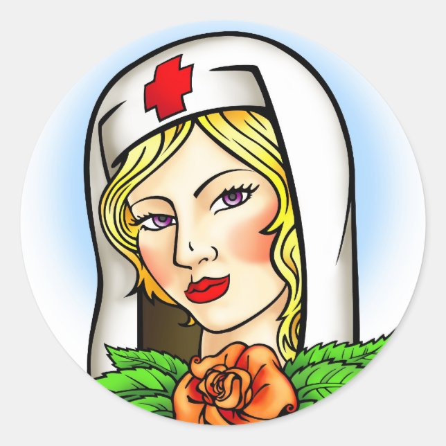 Nurse Tattoo Runder Aufkleber (Vorderseite)